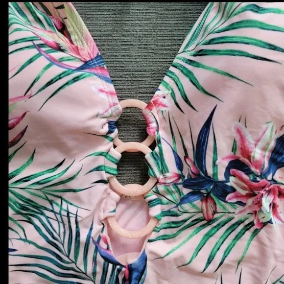 Profile by Gottex Tropical pink Women's One-Piece 3 ring floral Swimsuit size 12